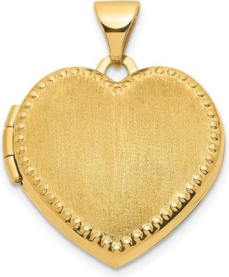 Diamond2Deal 14k Yellow Gold Brushed with Beaded Edge 18mm Heart Locket