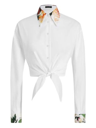 Dolce & Gabbana flower-print details poplin shirt - White