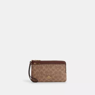Coach Double Zip Wallet In Signature Canvas