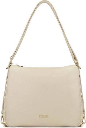 Kazar Roomwitte posttas met rits - Dames - Schoudertassen - Beige - ONE Size - Leer - Tassen