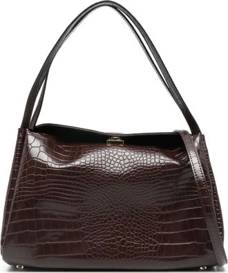 Themoirè Shopper met krokodillen-reliëf - Bruin