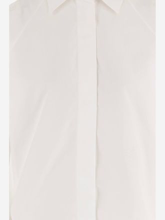 Patou Womens Cotton Blouse With Tied Sleeves White Organic Shirt