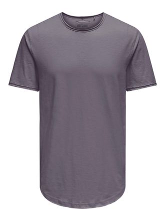 Only & Sons Rundhalsshirt ONLY & SONS ONSBENNE LONGY SS TEE NF 7822 NOOS, Herren, Gr. XXL, rabbit, Single Jersey, Obermaterial: 100% Baumwolle, unifarben, oversiz