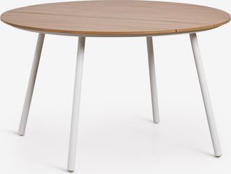 Sklum Mesa De Jard&iacute;n Redonda &Oslash;130 Cm En Resina Efecto Madera Y Acero Mireiali Sklum