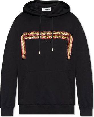 Lanvin Hoodie met Logo - Heren - Hoodies - Zwart - S - Katoen - Hoodies & sweatvesten