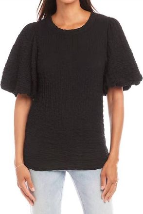 Karen Kane Perla Puff Sleeve Textured Top In Black