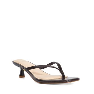 Dune London Womens Ladies Martinii - Kitten Heel Toe Post Sandals - Brown Leather - Size UK 7