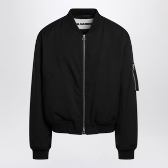 Jil Sander Black Zipped Bomber Jacket