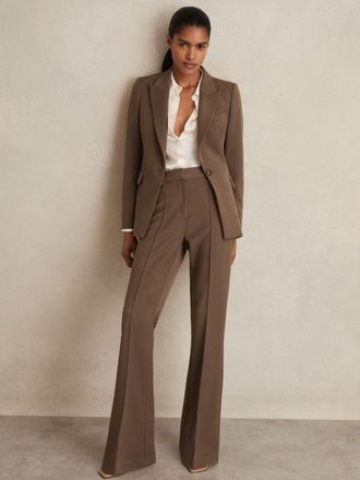 Reiss Mink Neutral Petite Flared Suit Trousers, 16