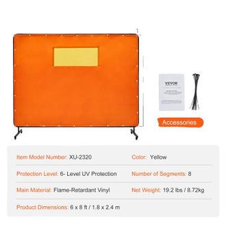 OEM Pantalla De Soldadura, Material Ign&iacute;fugo, Ruedas Giratorias, 1,8 X 2,4 M
