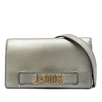 Dior Pre-owned JAdior Clutch met ketting - Dames - Pre-owned - Grijs - Maat: ONE Size Leer