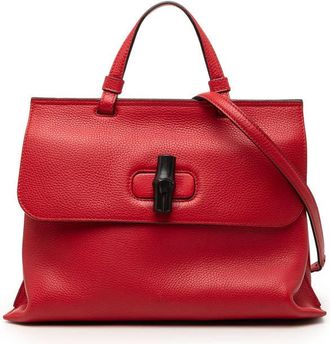 Gucci Pre-owned Gucci Medium Calfskin Bamboo Daily Satchel Ladies GI5HOC2TSMN5J6Y5