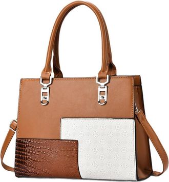 Generic Womens Leather Crossbody Bag Spacious Capacity Top Handle Bags-Tote Handbag Bag with Detachable Shoulder Strap, Work, Travel (Brown,One Size)