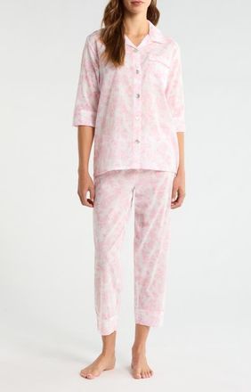 Papinelle Sleepwear Nostalgia Floral Cotton Voile Crop Pajamas in Desert Rose at Nordstrom, Size Medium