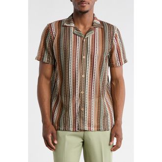 T.R. Premium Modern Fit Textured Camp Shirt in Brown at Nordstrom Rack, Size Xx-Large