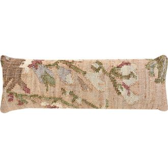 Anaya with Love Elegant Floral Handwoven Pillow 14x40 with Down Insert in White at Nordstrom