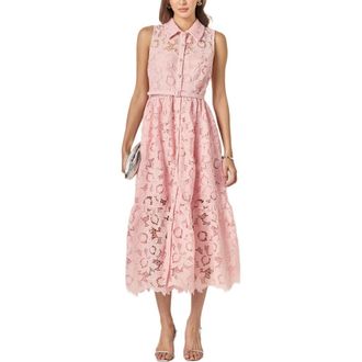 English Factory Sleeveless Lace Shirtdress in Pink at Nordstrom, Size X-Small