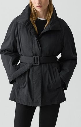 Theory Belted Nylon Parka in Black at Nordstrom, Size Medium