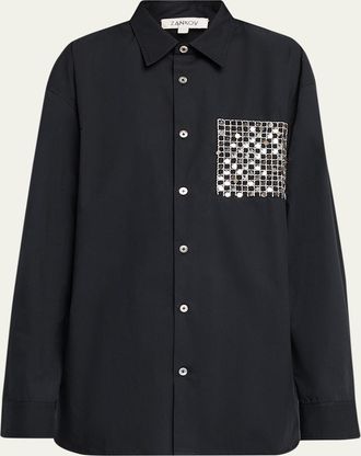 Zankov Long-Sleeve Sequined Pocket Shirt