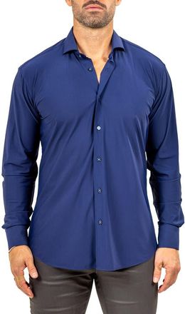 Maceoo Eins Marthy Contemporary Fit Button-Up Shirt in Blue at Nordstrom, Size 4