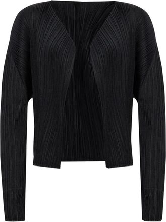 Pleats Please Issey Miyake Cardigan aperto plissettato - Nero