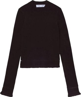 Proenza Schouler Zwarte coltrui - Dames - Ronde hals truien - Zwart - L - Nylon - Truien & Vesten
