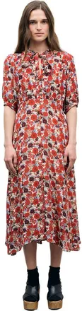 Gerard Darel Coco Tie Neck Midi Dress in Ecru at Nordstrom, Size 10