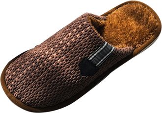 Generic Mens Slippers Indoor Outdoor Deer Mens Spring Autumn and Winter Household Indoor Non Warm Plush Cotton Slippers (Coffee, 6.5)