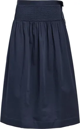 Damson Madder Josie Pleated Cotton Midi Dress - Navy - 12 (UK12 / M)