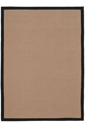 Kukoon Natural Golden Beige Jute Micro Woven Herringbone Pattern Cotton Border Area Rug in Black | Size: 160 cm x 230 cm
