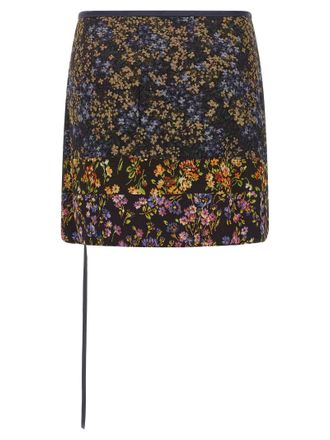 Dries Van Noten Patchwork Floral Jacquard Skirt - Black