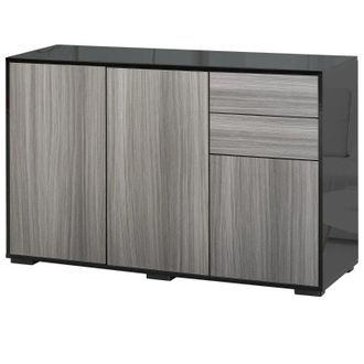 HOMCOM Push-Open Cabinet with Two Drawers Grey | TJ Hughes