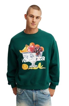 Cotton On Mens Box Fit Graphic Crew Sweater in Evergreen Prodizione Locale at Nordstrom, Size Xx-Large
