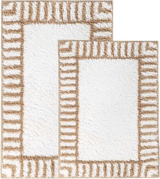 Superior Set Of 2 Inaya Striped Shag Washable Bath Rug
