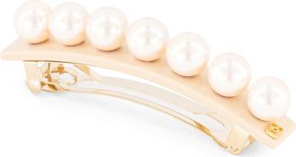 Alexandre de Paris Imitation Pearl Barrette in Beige at Nordstrom
