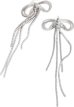 Self Portrait Womens Earrings Double Crystal Bow Silver Crystal-Silver Brass Crystal/silver