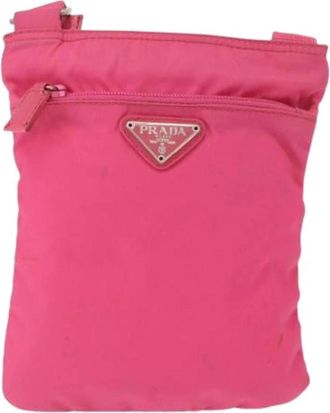 Prada Pre-owned Front pocket messenger bag - Dames - Vintage Schoudertas - Roze - ONE Size - Nylon - Vintage
