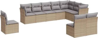 vidaXL Juego De Sof&aacute;s Jard&iacute;n Con Cojines Beige 10 Pzas Rat&aacute;n Sint&eacute;tico Vidaxl