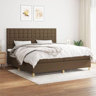 vidaXL Vidaxl - Cama Box Spring Con Colch&oacute;n Tela Marr&oacute;n Oscuro 200x200 Cm