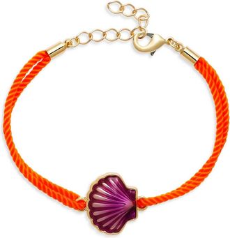 Aqua Shell And Cord Flex Bracelet In Purple/orange