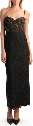 Bardot Blaine Lace Midi Dress in Black at Nordstrom, Size 8