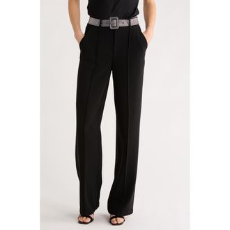 Cinq &agrave; Sept Ester Rhinestone Belt Crepe Pants in Black at Nordstrom Rack, Size 14