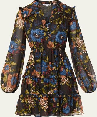 Veronica Beard Justine Floral Silk Mini Dress
