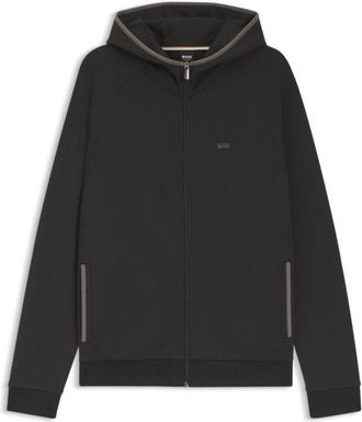 BOSS Contrast-binding zip-up hoodie in a cotton blend
