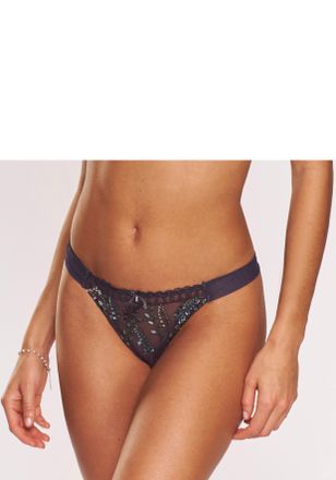 Lascana String LASCANA Mirabel, Amira-Kollektion, Damen, Gr. 32/34, bunt (pflaume, bunt), Mesh, Obermaterial: 83% Polyamid, 9% Polyester, 8% Elasthan, Unterho