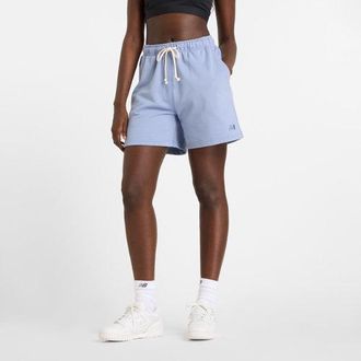 New Balance Women Athletics French Terry Short in Blue Cotton Fleece, size X-Small