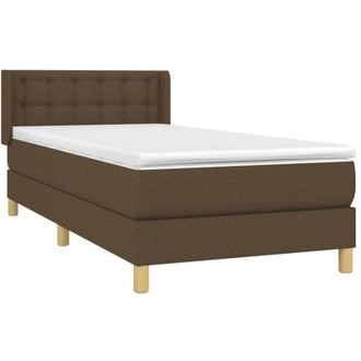 vidaXL Cama Box Spring Con Colch&oacute;n Tela Marr&oacute;n Oscuro 90x190 Cm Vidaxl