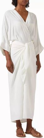 Haight Viscose V-Neck Knot Dress In Off-White