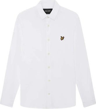 Lyle & Scott Pique Jersey Shirt - Heren - Zakelijke Overhemden - Wit - M - Katoen - Overhemden