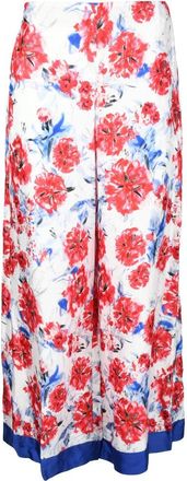 Semicouture Wide-Leg Trousers with Fluid Drape and Floral Print